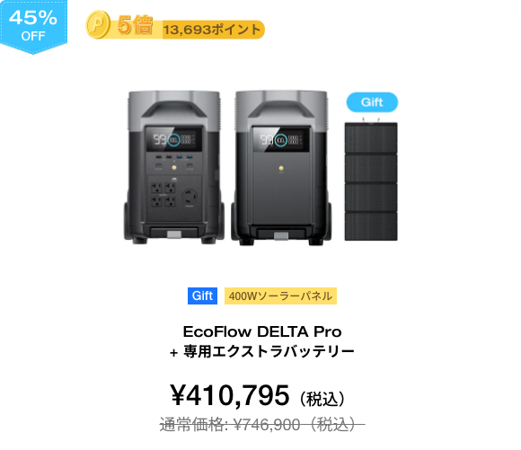 EcoFlow DELTA Pro + 専用エクストラバッテリー